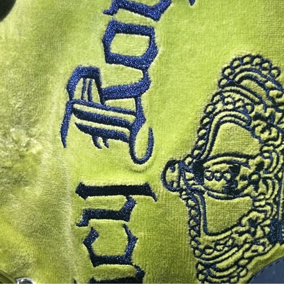 Vintage Y2K Juicy Couture Lime Green and Navy Blue Velour Bag - Picture 4 of 7